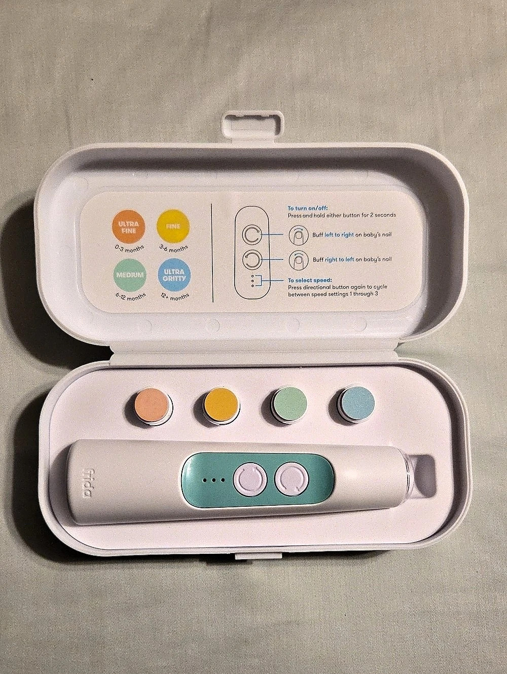 Frida Baby Electric Nail Buffer, Safe Baby Nail File & Trimmer Kit, White